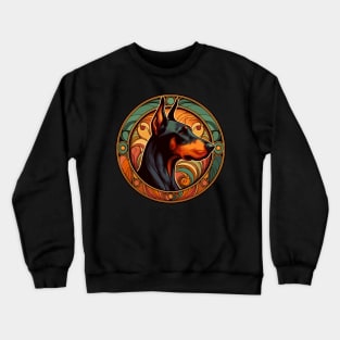 Doberman Dog Lovers Gift - Art Nouveau - Doberman Pinscher Crewneck Sweatshirt